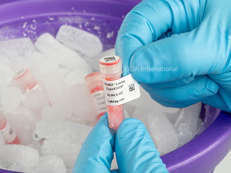 CryoSTUCK® DYMO550互換 超低温・凍結表面対応ラベル 28.6×15.9mm+11.1mm (円形) #LWCS-507